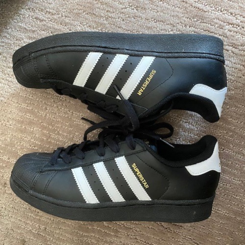 Black Adidas Superstar (Women's size 8)